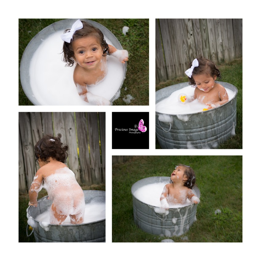 baby bath time after cake smash