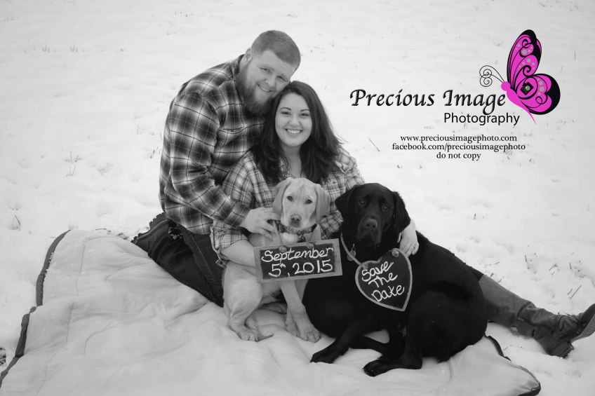 Save the date photo with dogs