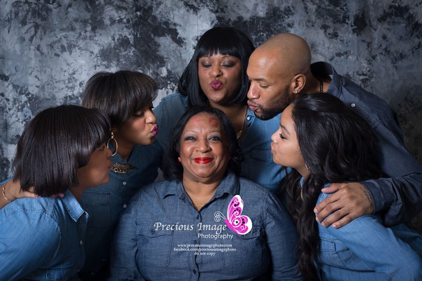 grandma being kissed by family in lancaster, pa